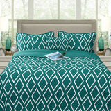 Idbury teal microfibre ultrasonic geometric comforter set Queen