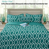 Idbury Ultrasonic Comforter Set 4pcs, Teal Queen