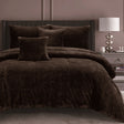 Syde mocha waffle fleece comforter set with smooth reverse on a Double bed with pillowcases