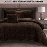 Syde 3pcs Waffle Fleece Comforter Set, Double, Mocha