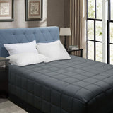 Charcoal box end quilt with lofty cassette stitching on a Double bed
