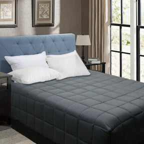 Charcoal box end quilt with lofty cassette stitching on a Double bed