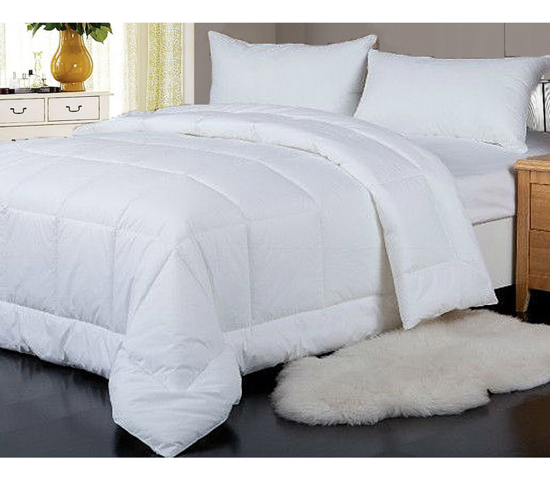 Uley white box quilted microfibre winter quilt on a Queen bed