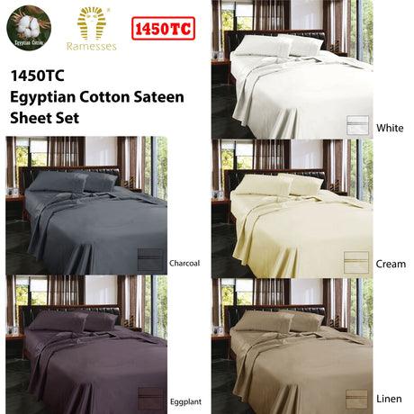 Ramesses 1450TC Egyptian Cotton Sateen Sheet Set – Luxurious Hotel-Quality Bedding