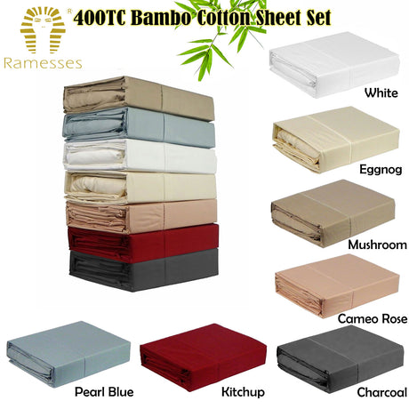 Ramesses 400TC Bamboo/Cotton Sheet Set Cameo Rose Luxury Bed Linen Collection