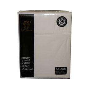 Orvieto cream 800TC cotton sateen sheet set on a king bed