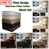 Ramesses 1000TC American Pima Cotton Plain Design Luxury Bedding Sheet Set