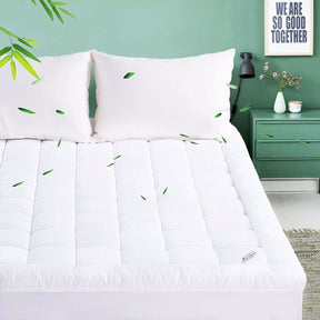 Tywyn 1000GSM cooling bamboo mattress topper single on a bed