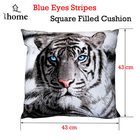 Just Home Blue Eyes Stripes Tiger Filled Cushion — Square — Allure Home Collections