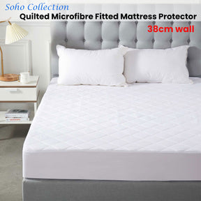 Rhossili white quilted microfibre fitted mattress protector king on a made bed