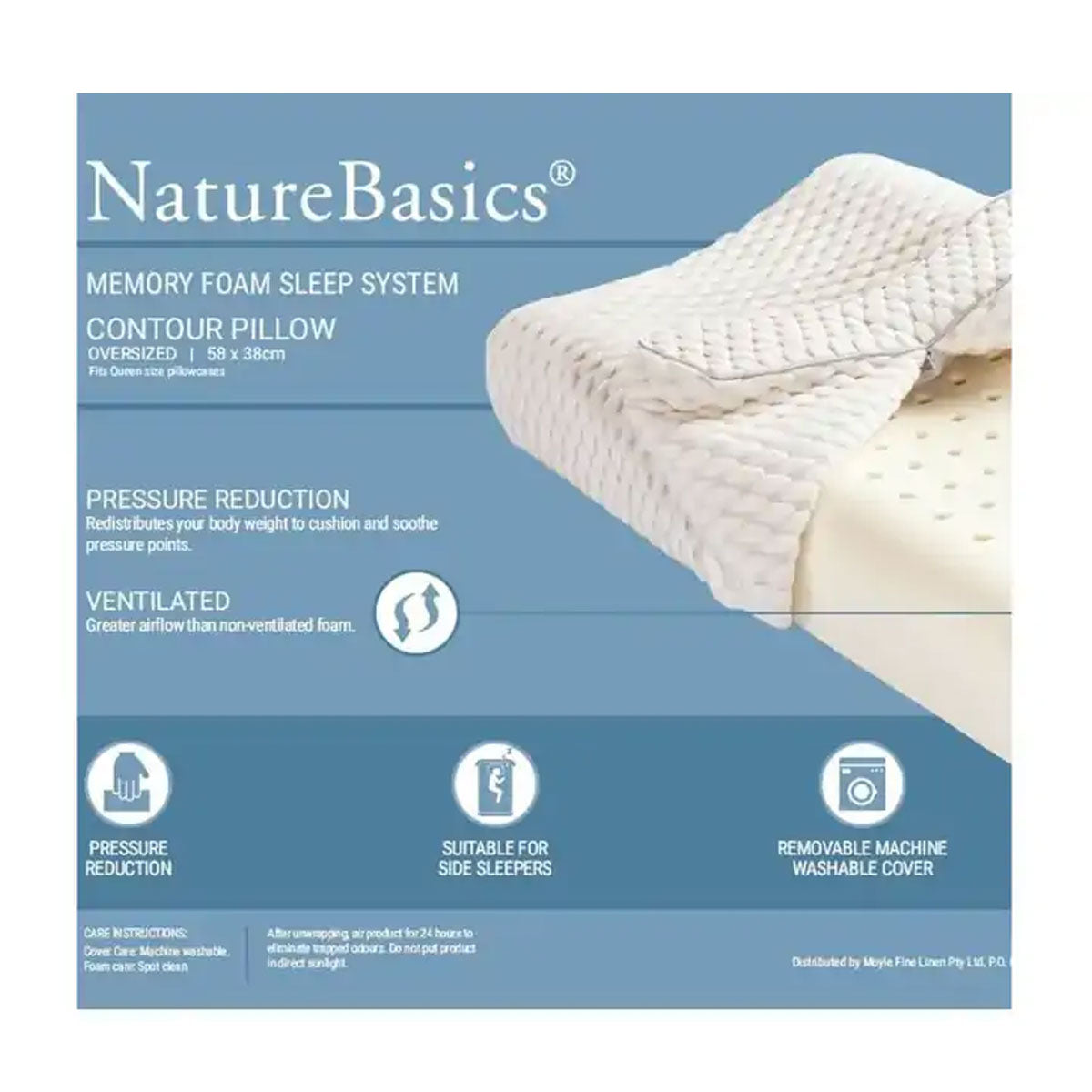Alastairs Nature Basics Memory Foam Contour Pillow — 38x58cm, Ergonomic Support — Allure Home Collections