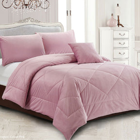 Dowdeswell pink diamond quilted comforter set on a King bed with two pillowcases