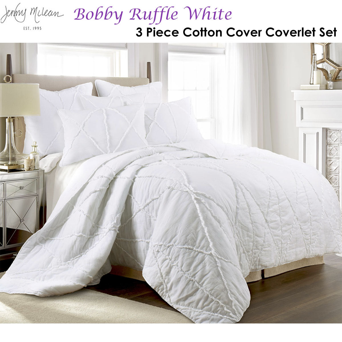 Filkins Cotton Coverlet Set, Super King, White