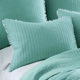 Shurdington Clavo Pompom Coverlet Set, Blue Queen