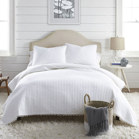 Cranham white cotton pompom coverlet set king