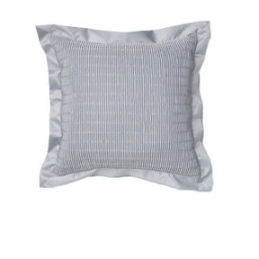 Mhamid quilted flange and ruffle cushion cover silver and mulberry