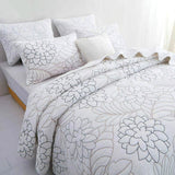 Whittington white floral cotton quilted coverlet set queen