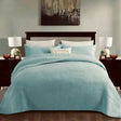 Withington turquoise floral cotton quilted coverlet set king