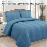 Arlington 3pcs Lightly Quilted Coverlet Set, Queen, Blue