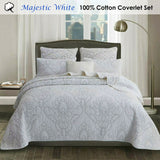 Yanworth Damask Cotton Coverlet Set, King, White