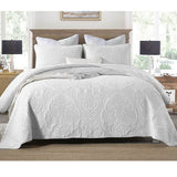Ampney white damask cotton rich quilted coverlet set king