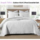 Ampney Damask Cotton Rich Coverlet Set, King, White