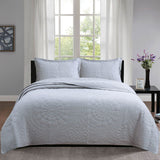 Shipton silver geometric cotton quilted coverlet set queen
