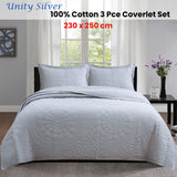 Shipton Cotton Coverlet Set, Queen, Silver