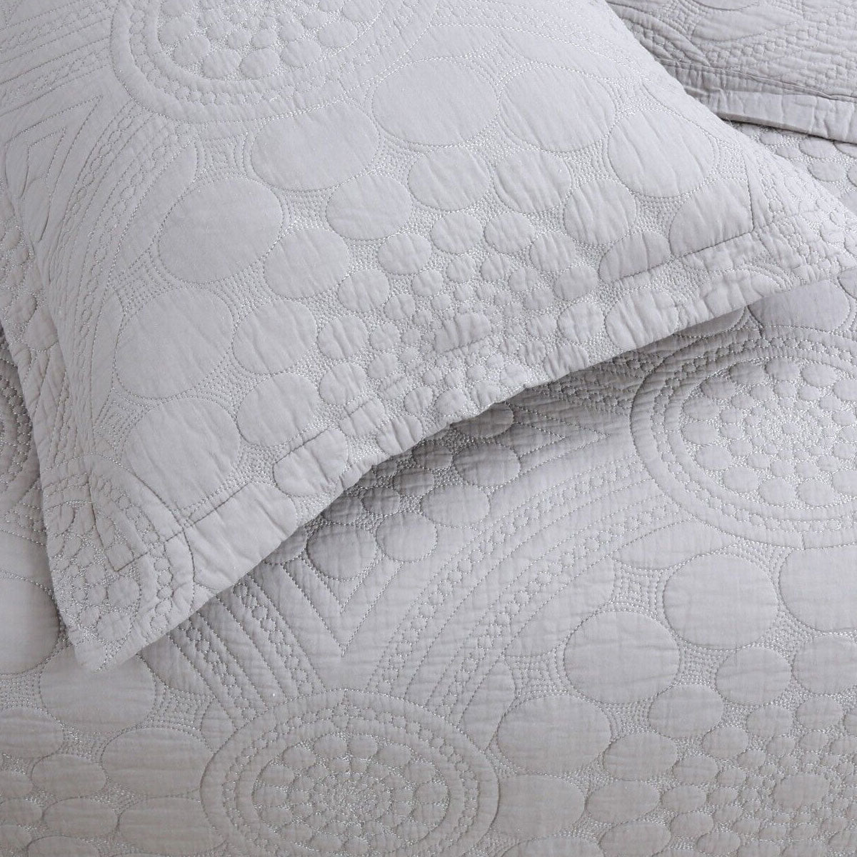 Shipton Cotton Coverlet Set, Queen, Silver
