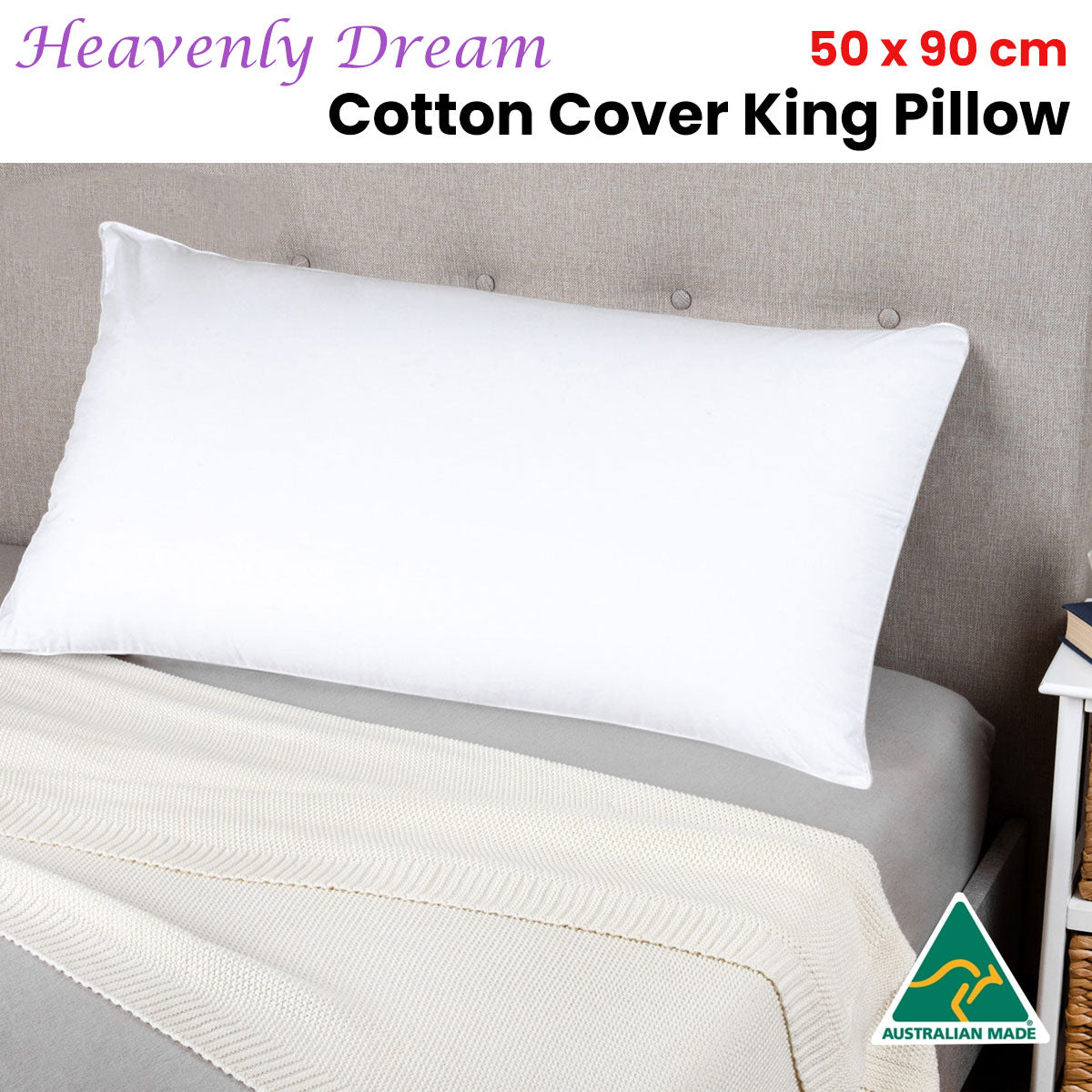 Heavenly Dream King Pillow by Jason — 90x50cm Cotton Cover, Premium Support — Allure Home Collections