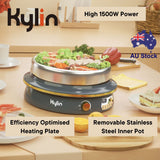 Electric hotpot components including base, stainless steel inner pot and glass lid