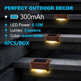 Solar Deck and Step Lights Outdoor Waterproof 4 Pack Warm White LED — Allure Home Collections