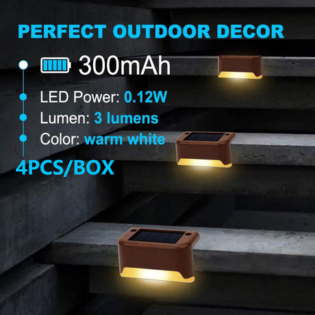 Solar Deck and Step Lights Outdoor Waterproof 4 Pack Warm White LED — Allure Home Collections