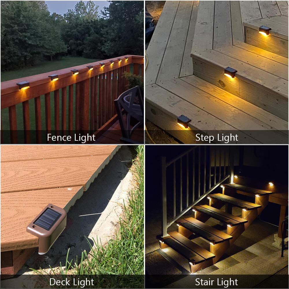 Solar Deck and Step Lights Outdoor Waterproof 4 Pack Warm White LED — Allure Home Collections