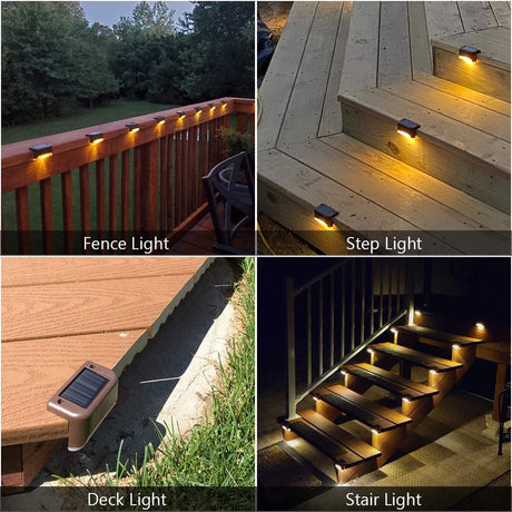 Solar Deck and Step Lights Outdoor Waterproof 4 Pack Warm White LED — Allure Home Collections