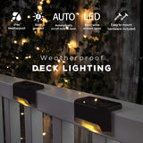 Solar Deck and Step Lights Outdoor Waterproof 4 Pack Warm White LED — Allure Home Collections