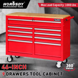 Rhondda Tool Chest Trolley, 9 Drawer, 1000lbs Capacity, Red