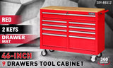 Rhondda Tool Chest Trolley, 9 Drawer, 1000lbs Capacity, Red