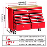 Rhondda Tool Chest Trolley, 9 Drawer, 1000lbs Capacity, Red