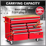 Rhondda Tool Chest Trolley, 9 Drawer, 1000lbs Capacity, Red