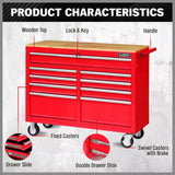 Rhondda Tool Chest Trolley, 9 Drawer, 1000lbs Capacity, Red
