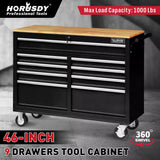 Tool Chest Cabinet Trolley, 9 Drawers Black