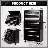 Bargoed Tool Box Trolley, 15 Drawer, Steel, Black