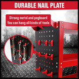 3 Tier Steel Tool Trolley Workshop Cart with Pegboard and Lockable Castors
