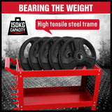 3 Tier Steel Tool Trolley Workshop Cart with Pegboard and Lockable Castors