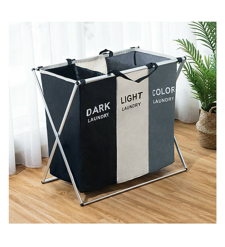 Elegant Foldable Laundry Basket with Dividers