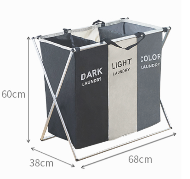 Elegant Foldable 3-Grid Laundry Basket