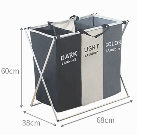 Elegant Foldable 3-Grid Laundry Basket