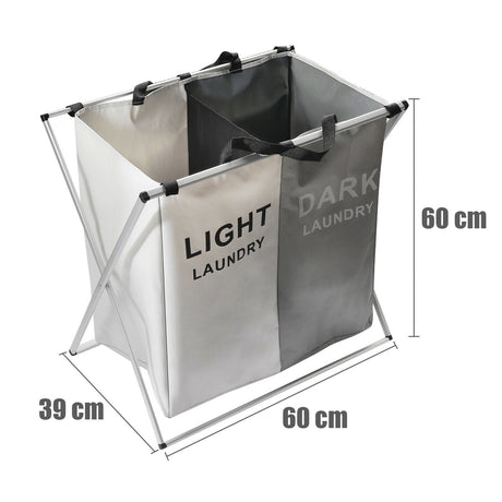 Elegant Foldable 3-Grid Laundry Basket