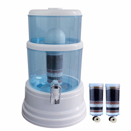 16 L benchtop gravity water filter purifier with front tap